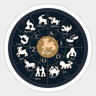 Aries, Zodiac, Astrology, Horoscope, Stars, Sun-and-moon. Birthday, Valentines-day, Holidays, Sticker